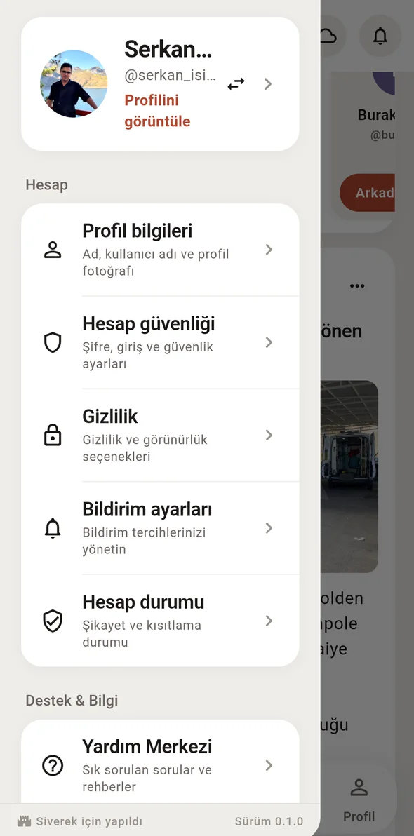 SiverekGo ayarlar ekranı: Bildirim ayarları satırı